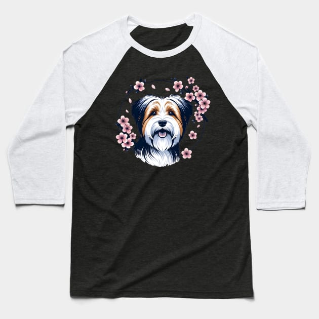 Biewer Terrier Celebrates Spring's Cherry Blossoms Splendor Baseball T-Shirt by ArtRUs